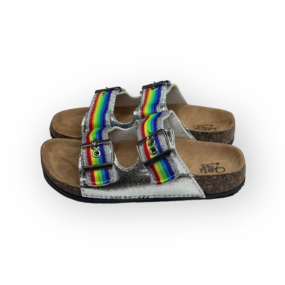 new Olivia Miller ❤︎ Pride Rainbow Birki Cork Footbed Sandal ❤︎ Iridescent ❤︎ 13 - Picture 9 of 16